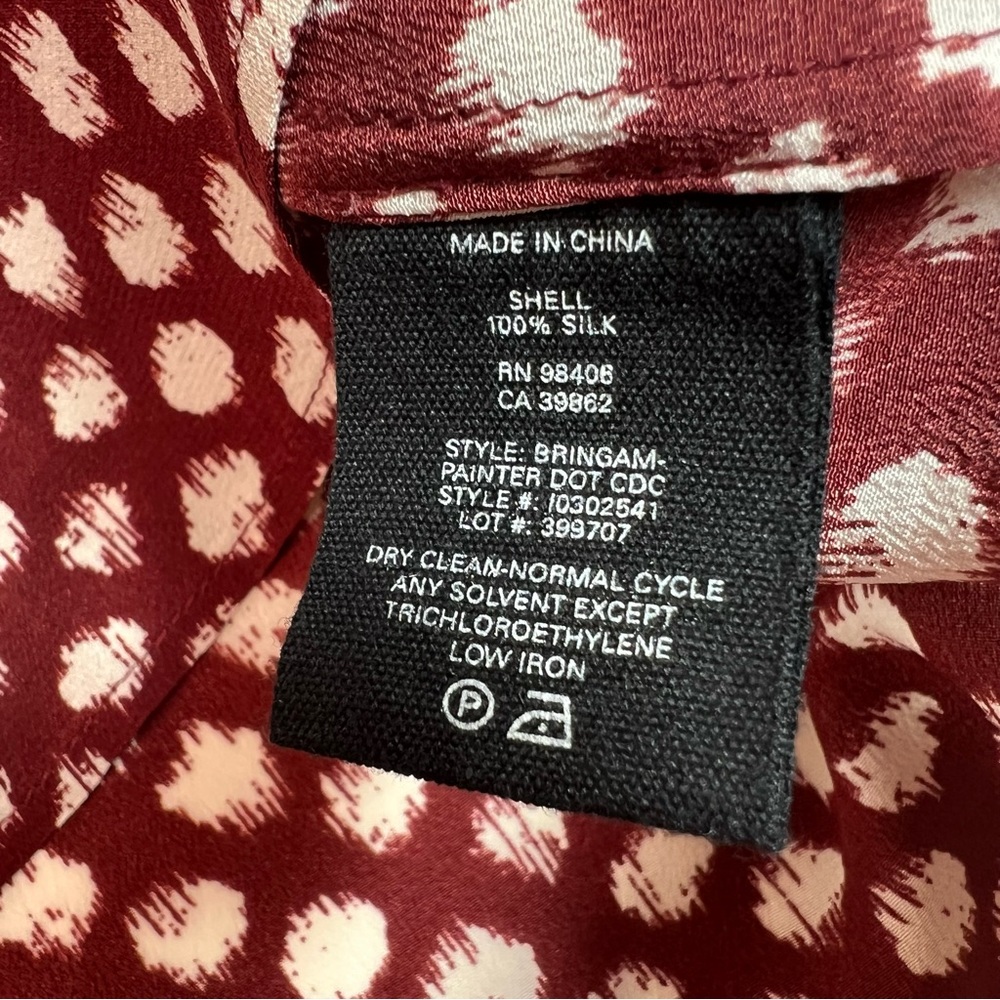 Theory Silk Bringam Painter Dot Blouse Top Size Large - Picture 6 of 8